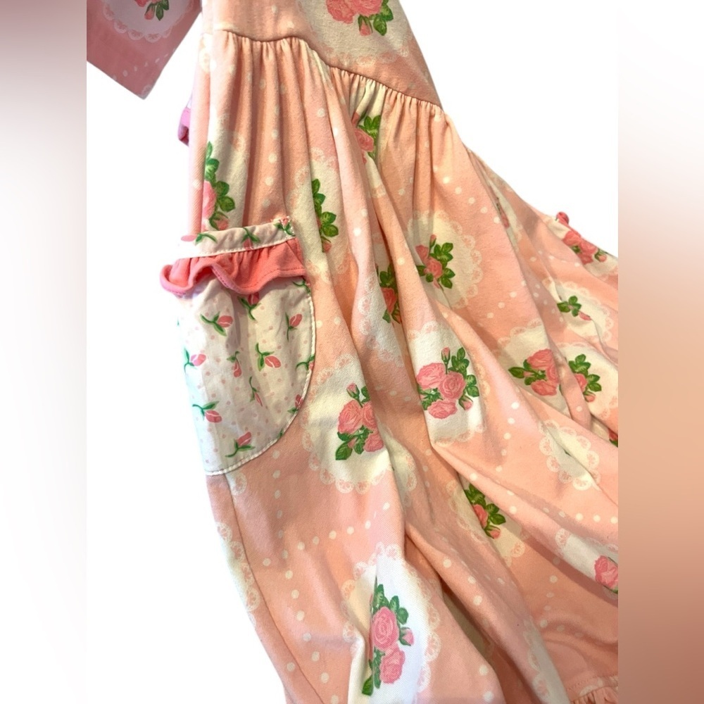 Eleanor Rose Louise Dress Pink Lace & Rose Print Jersey Size 7-8 Floral - Picture 5 of 8